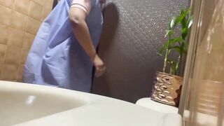 Camera records pretty squirts in the clinic washroom