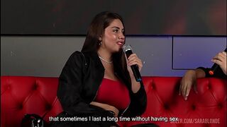 I fuck a fan during a TV interview with my husband and the audience in front of me - Sara Golden-haired