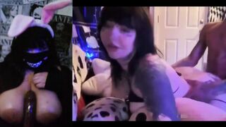 Emo MILF on webcam playing with a BBC sex-toy with her big natural breasts in nature's garb