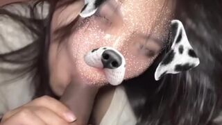 Puppy gal Sucking my shlong So this playgirl's wonderful-looking -โดนสาวใส่ฟิลเตอร์น้องหมาจับอมควย ทั้งน่ารักทั้งเสียวควย