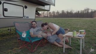 Would you go camping with us? Quick outdoor bang PAWG creampie