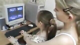 Cute russian lesbian girls on the couch