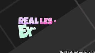RealLesbian Two brunettes rub and lick pussy