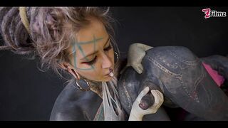 TRANSSEXUAL ANAL stretching by TATTOOED corporalist-slut - ASS fisting FEMDOM couple (emo, alternative, goth porn) ZF163