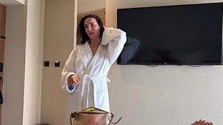 Trying on swimsuits in front of stepson leads to vehement sex