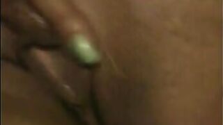 Coffee-skinned lesbian has her big clit sucked