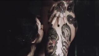 tattooed girls in the shower