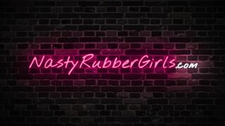 Lesbian Rubber Sex, Fingering, Mask Dressing, Vibrator