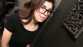 MOFOZO.com - 18 Year Old Brunette Is Sucking Knob Through A Gap
