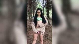 2 in 1 Cum on my feet, big piss and ejaculation in the woods