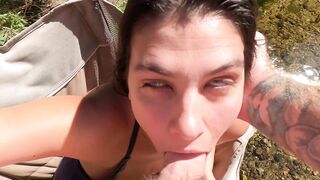 Amicable neighbor milf gets her throat preggy.
