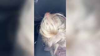 Golden-haired hooker gives a oral pleasure in public and lets the stud nut in her mouth then spits the cum back out on his shlong to suck in some more