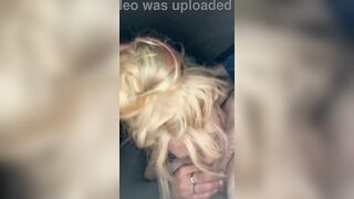Golden-haired hooker gives a oral pleasure in public and lets the stud nut in her mouth then spits the cum back out on his shlong to suck in some more
