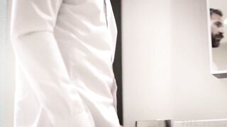 PURE TABOO. Wealthy man intimidates his European maid into cleaning for him in the bare