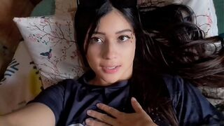 Colombian woman touches herself and shows her big tits