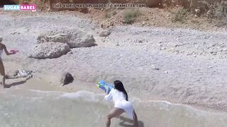 Summer wet beach orgasm