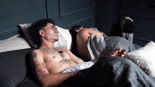Stepmother fucks her stepson after they end up sharing the same hotel daybed