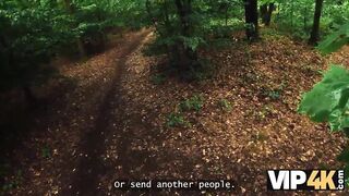 VIP4K. Met a naked stranger with hot breasts in the forest. Hot sex with Emejota