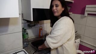 German Curvy Gal with Big Boobs and Massive Bouncing Ass Seduce to Amateur Creampie Fuck