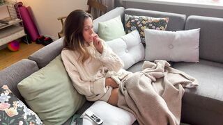 Hot milf got lustful and begged to be fucked in the sofa
