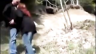 Two chubby amateur lesbians play outside