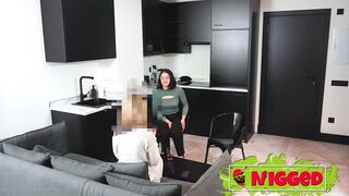 Home delivery with a cheerful ending. Stunning Lalin hotty BabyBell, with a jaw-dropping booty, screws the black Glovo stud in Nigged.