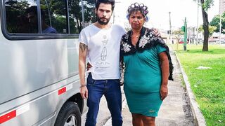 Big Abdomen Grannys first Anal 3-some in a Van