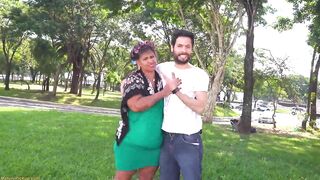 Big Abdomen Grannys first Anal 3-some in a Van
