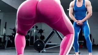 hotty trainin in gym with lycra leggings