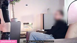 Jeny Smith tempted a guy and made him watch her masturbate with a toy in her snatch.