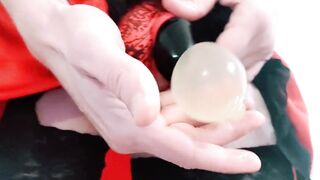 Erika Oak's Chastity Piss Balloon With Bang-rubber