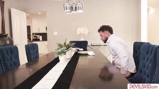 Elizabeth Skylar caught her husband and their neighbor's stepdaughter Rissa May having sex. She gets turned on and joins in wanting that shlong as well