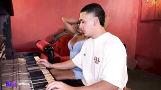 BBW Piano Teacher Takes Off Her Student's Condom - Max Betancur & Carla Morelli