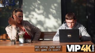 VIP4K. Mature woman with big natural titties enticed a young programmer