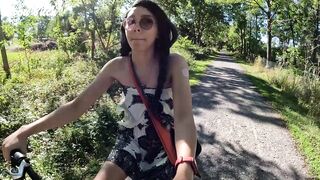 Riding a schlong bare on my bike in public