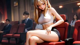 5on1 Golden-haired Group-sex with Double Penetration in a Public Cinema - AI Generation Anal