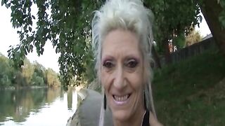 Mature French bitch eats cum after hard anal banging