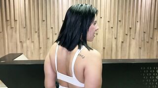 LATIN HONEY MILF NEIGHBOR screws a BBC in the office elevator, takes off the jo-bag, creampie, interracial