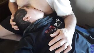 Suckling on Stepdads Bazookas while home alone