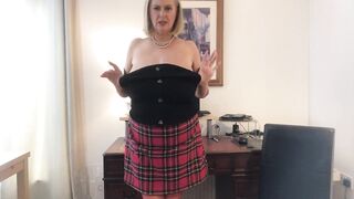 Annabel's red tartan skirt