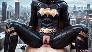 Batman Fucks His Batgirl Right on the Rooftops of Gotham .Comic book version. (AI Generated)