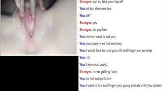 Omegle girl fingers wet pussy with sound