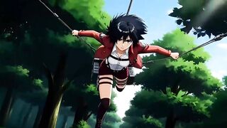 Mikasa Ackerman Hardcore Anal Sex with Titan Eren Yeager Outdoors in the Forest - AI Generation Anal