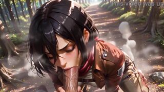 Mikasa Ackerman Hardcore Anal Sex with Titan Eren Yeager Outdoors in the Forest - AI Generation Anal