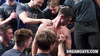HOLY FUCK! What a astounding homosexual group-sex scene! One frat homosexual gets enough cum planted inside him to populate half the planet!