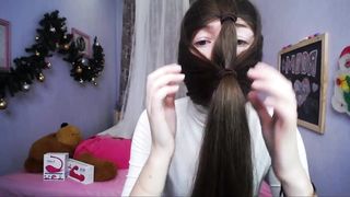 Fantastic Long Haired Teen Hairplay, Hairbrush, Hairstyle