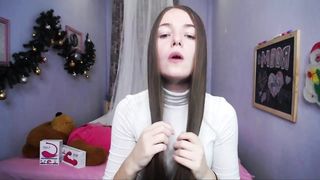 Fantastic Long Haired Teen Hairplay, Hairbrush, Hairstyle