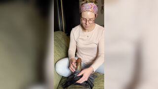 Hotty Friend Bed Footjob with BBC Sex-toy