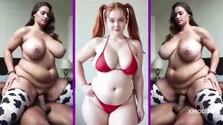 BBW Dreams pt.2 - Generated AI Curvy Angels with big booty and huge breasts have sex. Sexy AI Bulky Porn Compilation