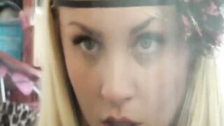Horny Blonde Tongue Spit Tease